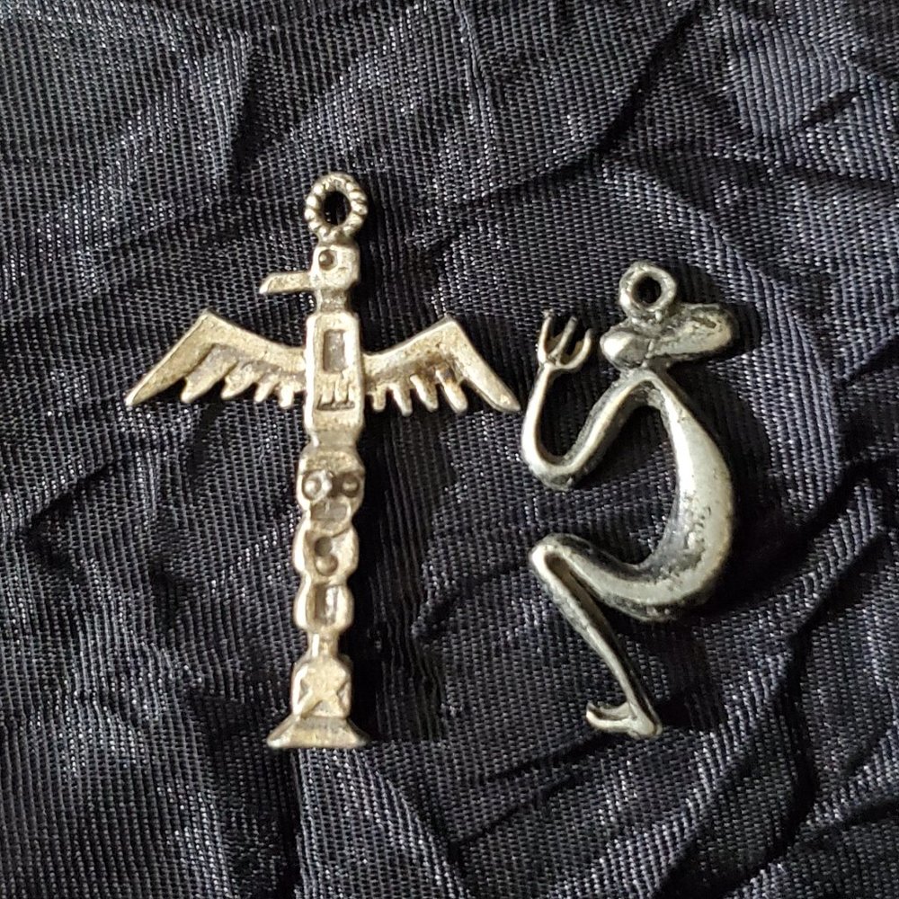 Native American Totem Pole & Kokopelli Earring, Pendant or Charm Base Metal